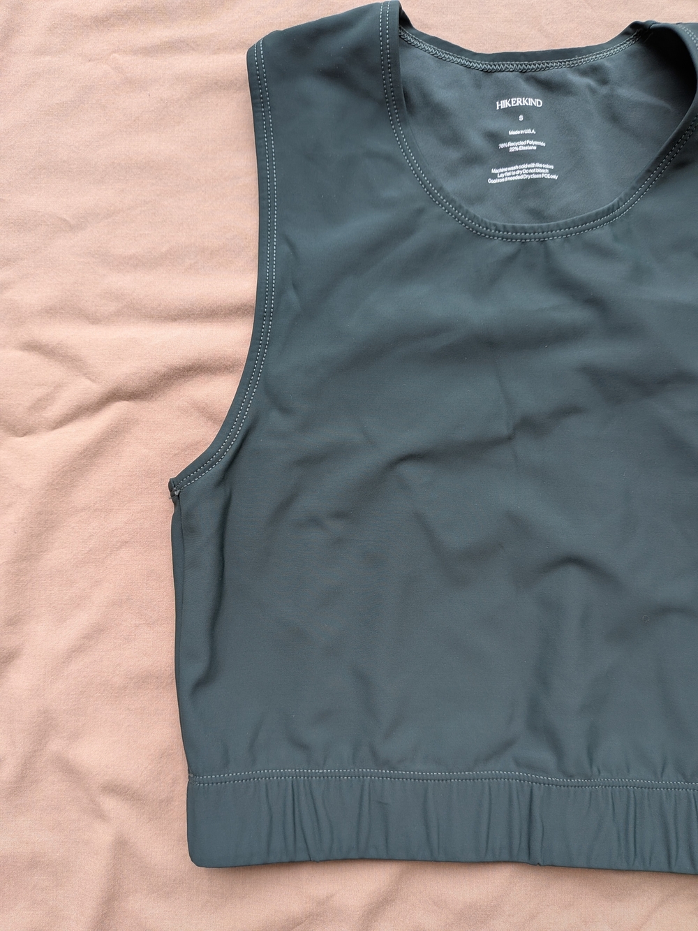 HikerKind Women's Deep Teal Cropped Tank with Elastic Hem - Picture 3 of 7